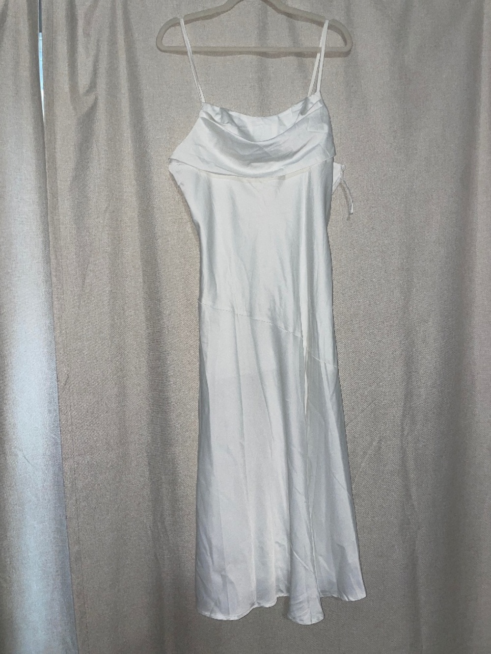 White satin midi dress